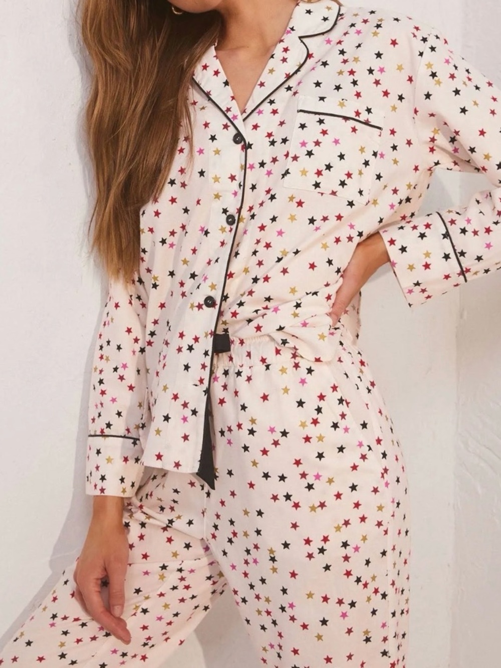Z Supply Dreamer Star PJ Set in Vanilla Ice top and matching pants size small